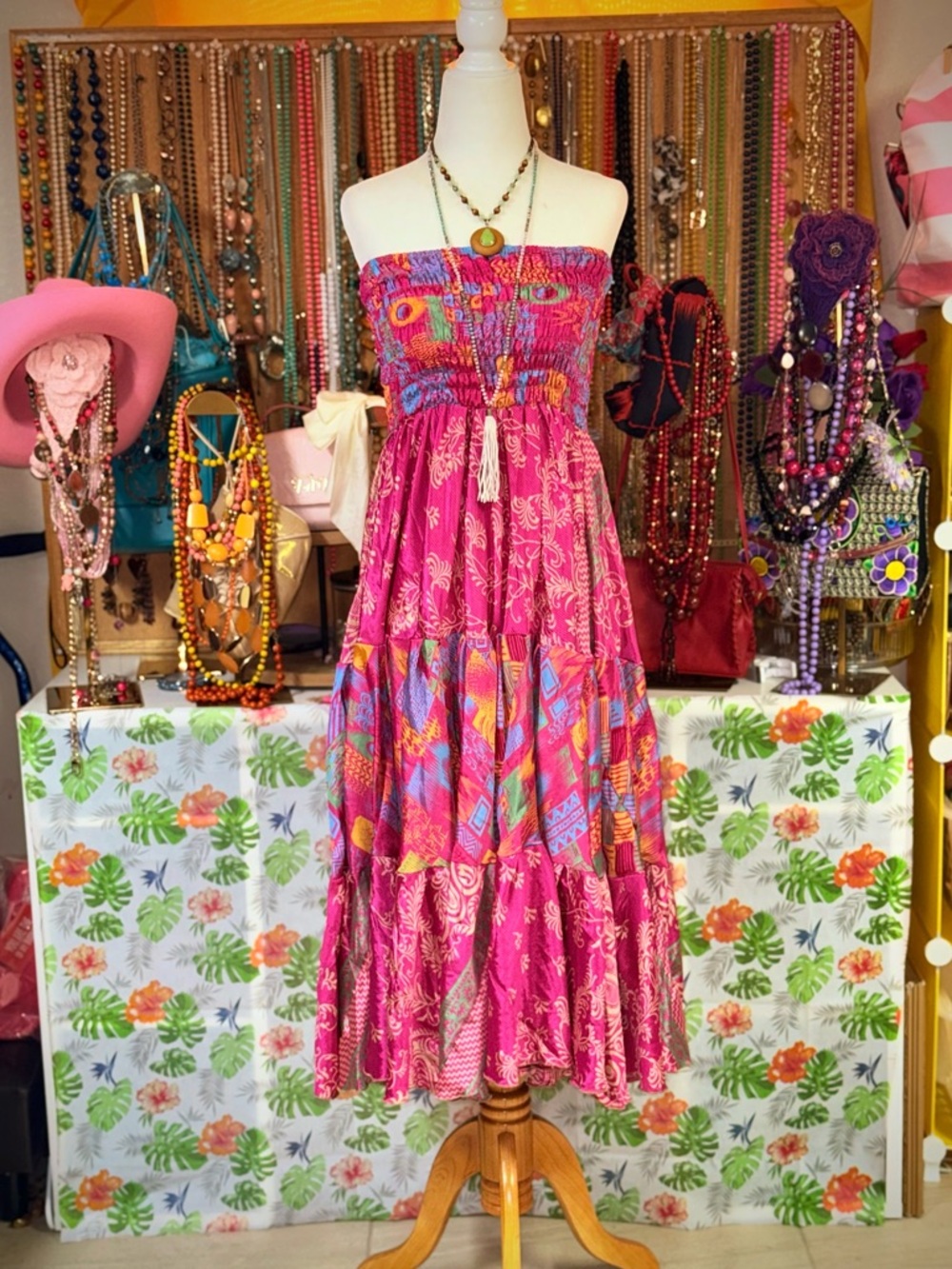 Indian Vintage Sari Silk Boho Flared Skirt/Dress #2